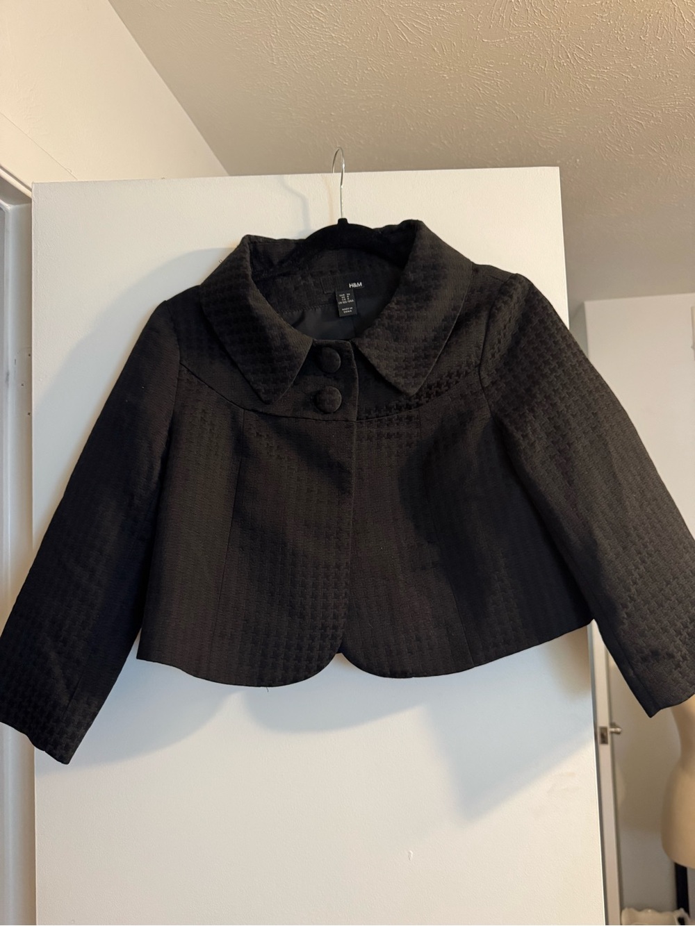 H&M Black Cropped Blazer with Rounded Collar